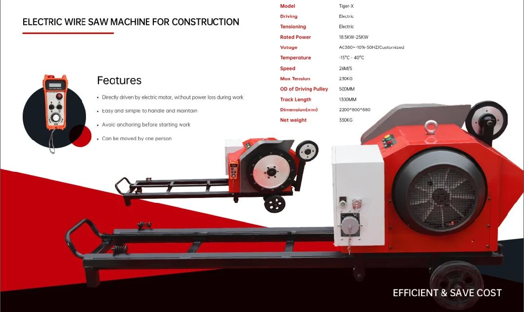 30 Kw Permanent magnet Motor Electric Wire Saw Machine for Reinforced Concrete Cutting